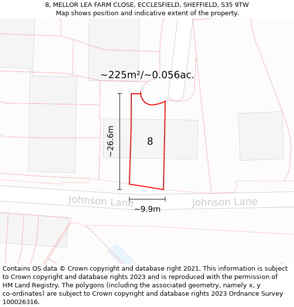 8, MELLOR LEA FARM CLOSE, ECCLESFIELD, SHEFFIELD, S35 9TW: Plot and title map