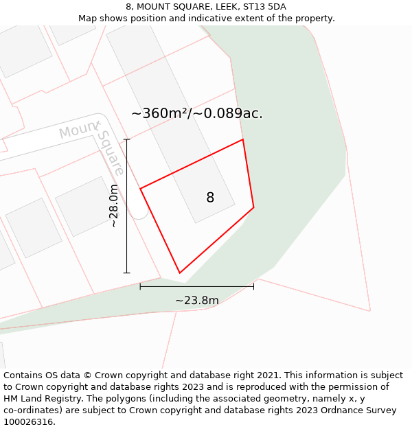 8, MOUNT SQUARE, LEEK, ST13 5DA: Plot and title map