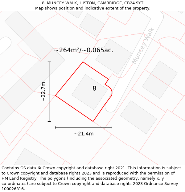 8, MUNCEY WALK, HISTON, CAMBRIDGE, CB24 9YT: Plot and title map