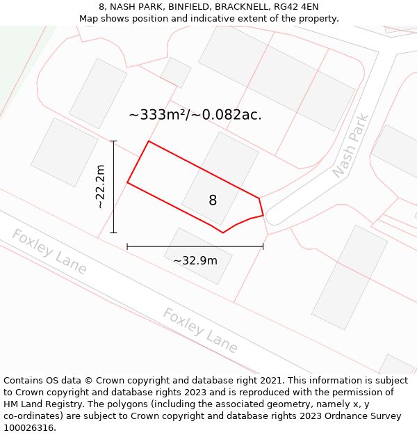 8, NASH PARK, BINFIELD, BRACKNELL, RG42 4EN: Plot and title map