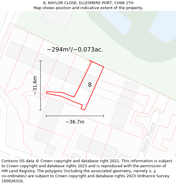 8, NAYLOR CLOSE, ELLESMERE PORT, CH66 1TH: Plot and title map