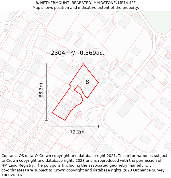 8, NETHERMOUNT, BEARSTED, MAIDSTONE, ME14 4FE: Plot and title map