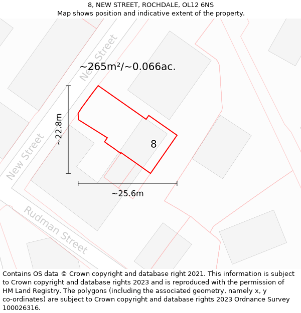 8, NEW STREET, ROCHDALE, OL12 6NS: Plot and title map