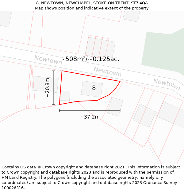 8, NEWTOWN, NEWCHAPEL, STOKE-ON-TRENT, ST7 4QA: Plot and title map