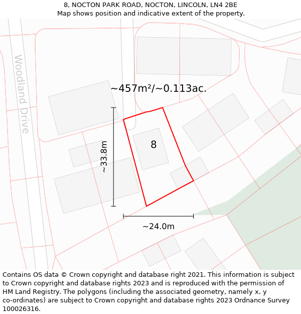 8, NOCTON PARK ROAD, NOCTON, LINCOLN, LN4 2BE: Plot and title map