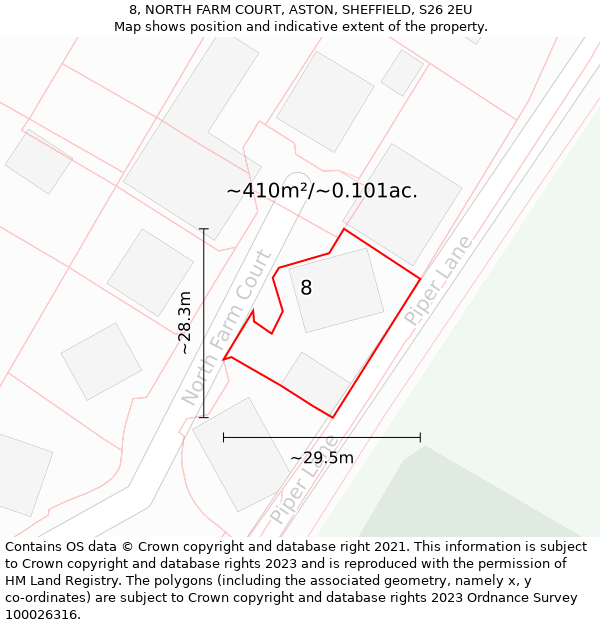 8, NORTH FARM COURT, ASTON, SHEFFIELD, S26 2EU: Plot and title map