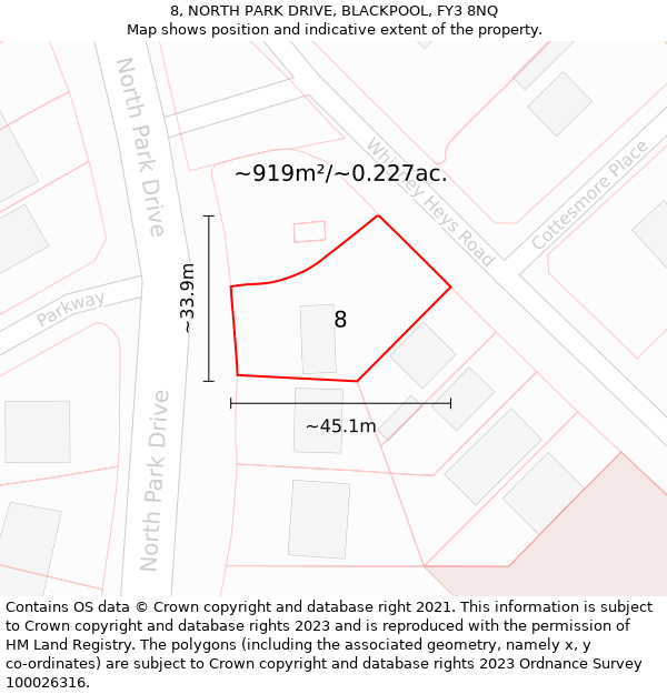 8, NORTH PARK DRIVE, BLACKPOOL, FY3 8NQ: Plot and title map