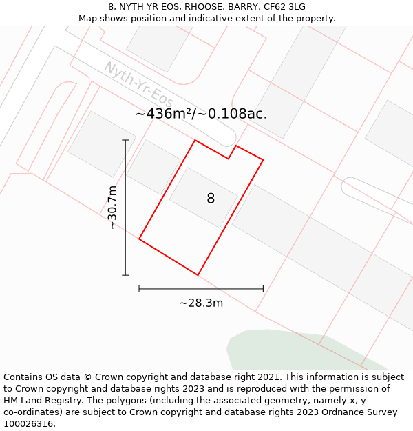 8, NYTH YR EOS, RHOOSE, BARRY, CF62 3LG: Plot and title map