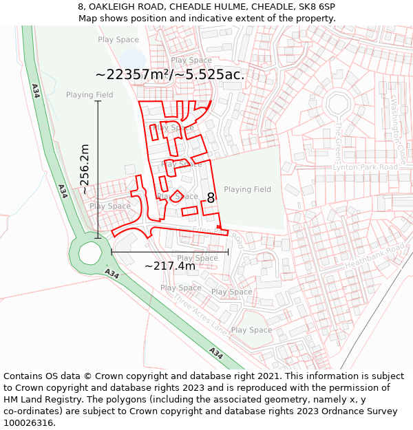 8, OAKLEIGH ROAD, CHEADLE HULME, CHEADLE, SK8 6SP: Plot and title map