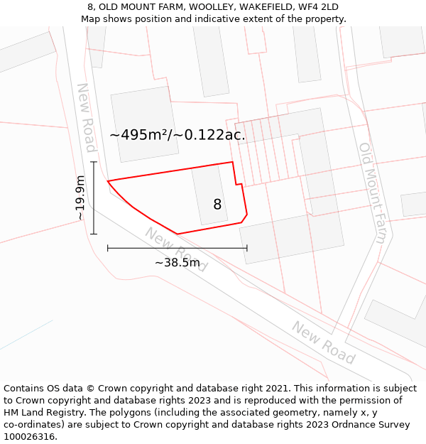 8, OLD MOUNT FARM, WOOLLEY, WAKEFIELD, WF4 2LD: Plot and title map