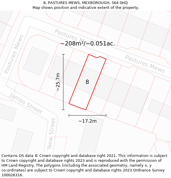 8, PASTURES MEWS, MEXBOROUGH, S64 0HQ: Plot and title map