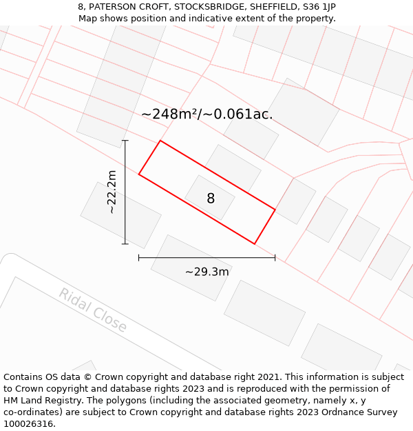 8, PATERSON CROFT, STOCKSBRIDGE, SHEFFIELD, S36 1JP: Plot and title map