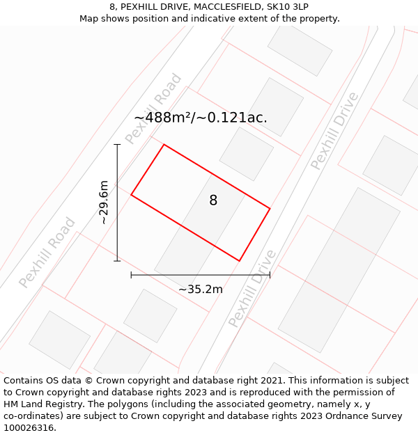 8, PEXHILL DRIVE, MACCLESFIELD, SK10 3LP: Plot and title map