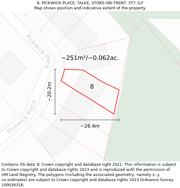 8, PICKWICK PLACE, TALKE, STOKE-ON-TRENT, ST7 1LF: Plot and title map