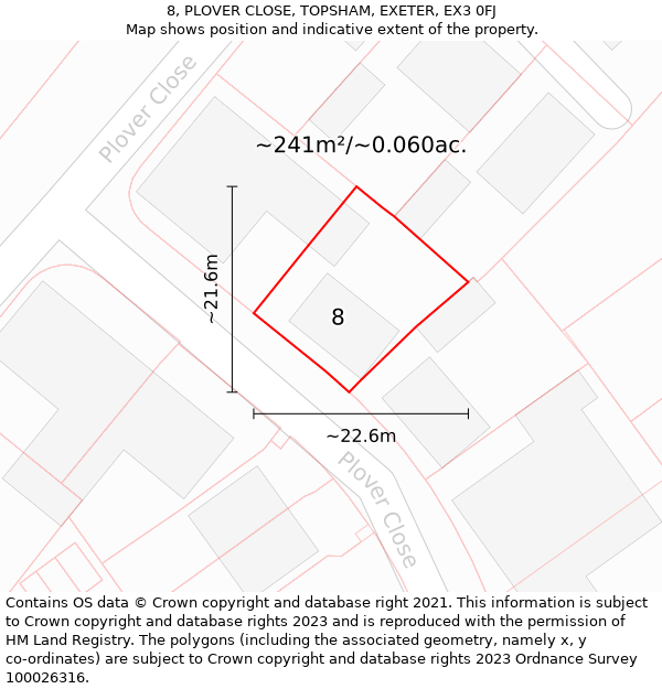 8, PLOVER CLOSE, TOPSHAM, EXETER, EX3 0FJ: Plot and title map