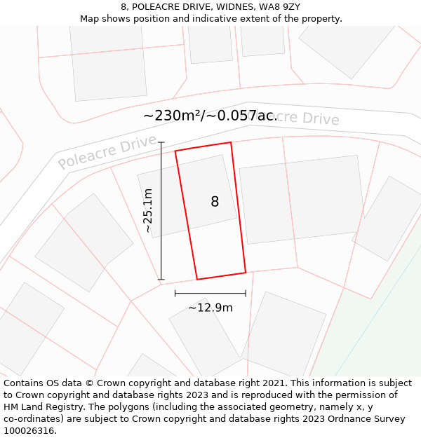 8, POLEACRE DRIVE, WIDNES, WA8 9ZY: Plot and title map