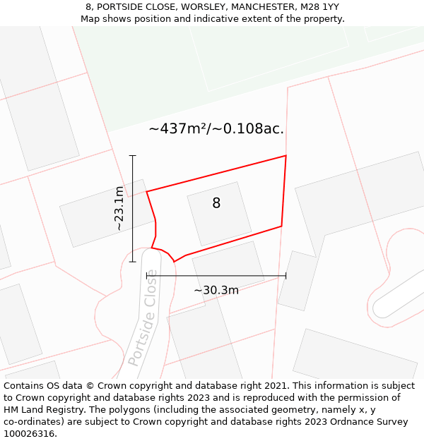 8, PORTSIDE CLOSE, WORSLEY, MANCHESTER, M28 1YY: Plot and title map