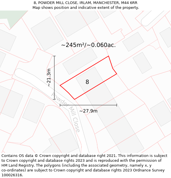 8, POWDER MILL CLOSE, IRLAM, MANCHESTER, M44 6RR: Plot and title map