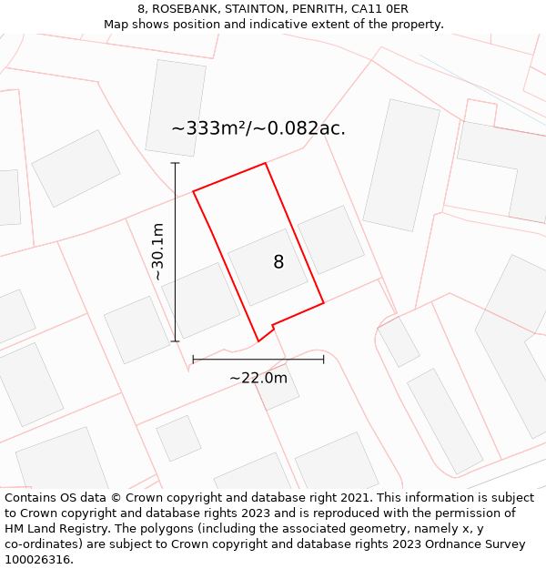 8, ROSEBANK, STAINTON, PENRITH, CA11 0ER: Plot and title map