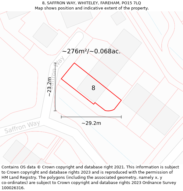 8, SAFFRON WAY, WHITELEY, FAREHAM, PO15 7LQ: Plot and title map