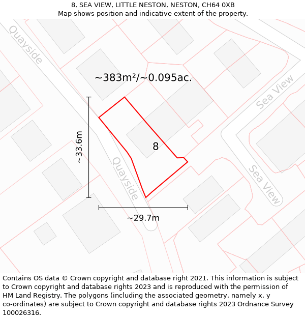 8, SEA VIEW, LITTLE NESTON, NESTON, CH64 0XB: Plot and title map