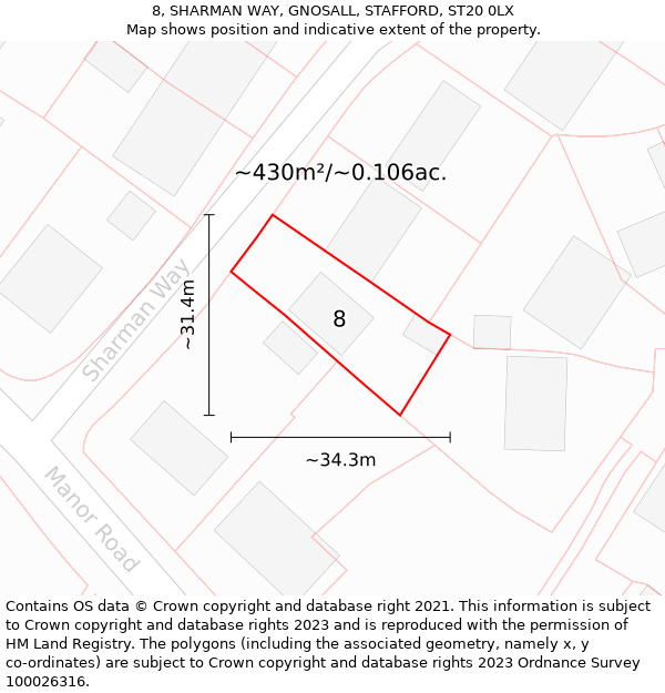 8, SHARMAN WAY, GNOSALL, STAFFORD, ST20 0LX: Plot and title map