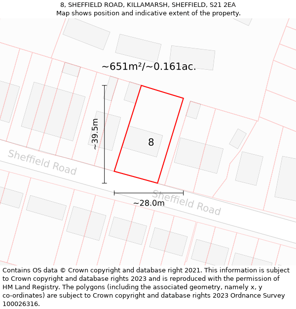 8, SHEFFIELD ROAD, KILLAMARSH, SHEFFIELD, S21 2EA: Plot and title map