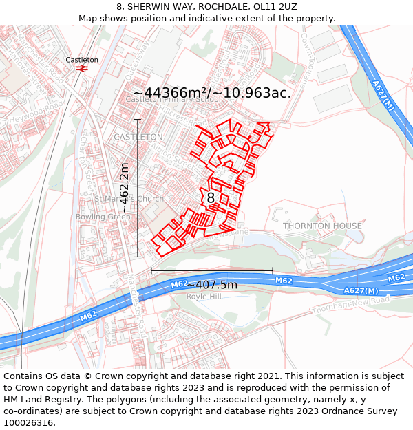 8, SHERWIN WAY, ROCHDALE, OL11 2UZ: Plot and title map