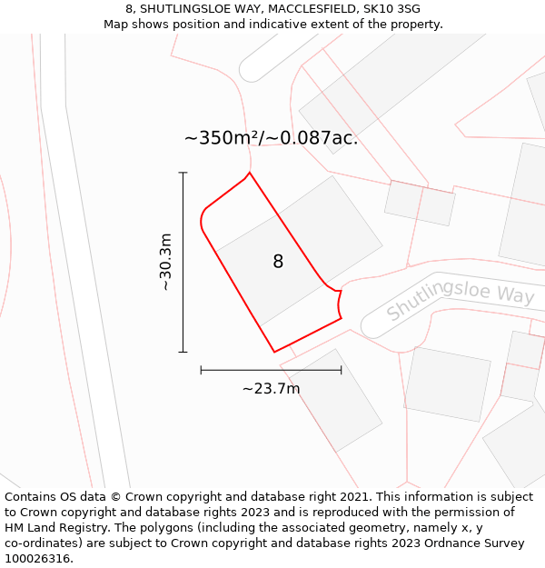 8, SHUTLINGSLOE WAY, MACCLESFIELD, SK10 3SG: Plot and title map