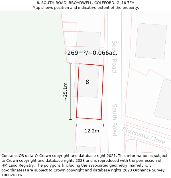 8, SOUTH ROAD, BROADWELL, COLEFORD, GL16 7EA: Plot and title map