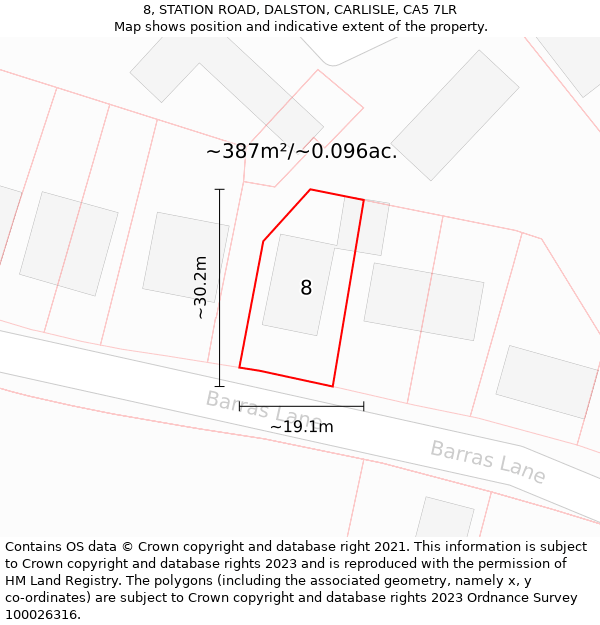 8, STATION ROAD, DALSTON, CARLISLE, CA5 7LR: Plot and title map