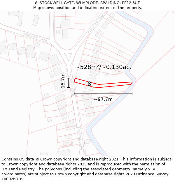 8, STOCKWELL GATE, WHAPLODE, SPALDING, PE12 6UE: Plot and title map