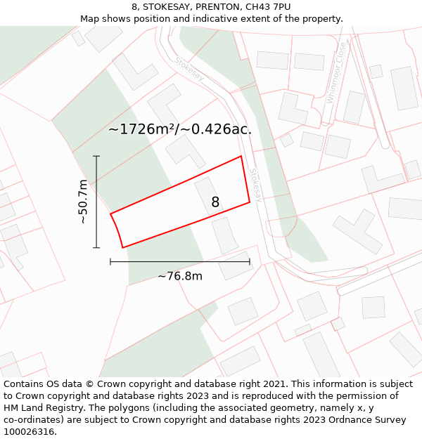 8, STOKESAY, PRENTON, CH43 7PU: Plot and title map