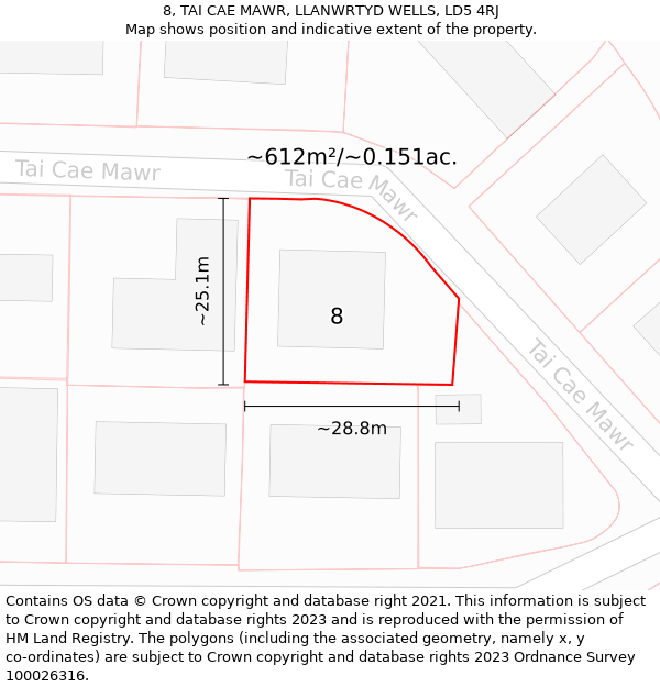 8, TAI CAE MAWR, LLANWRTYD WELLS, LD5 4RJ: Plot and title map