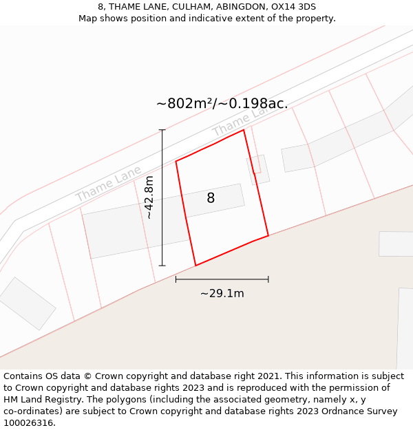 8, THAME LANE, CULHAM, ABINGDON, OX14 3DS: Plot and title map