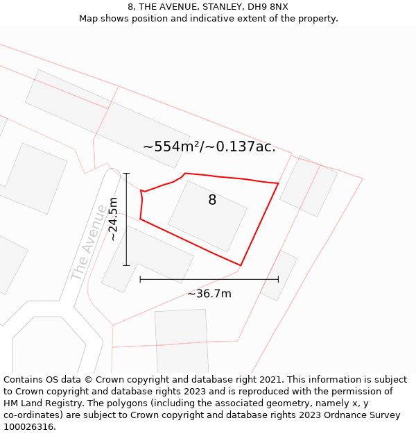 8, THE AVENUE, STANLEY, DH9 8NX: Plot and title map