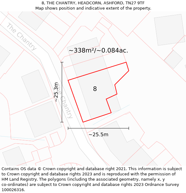 8, THE CHANTRY, HEADCORN, ASHFORD, TN27 9TF: Plot and title map