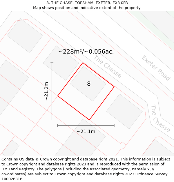 8, THE CHASE, TOPSHAM, EXETER, EX3 0FB: Plot and title map