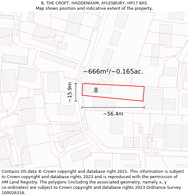 8, THE CROFT, HADDENHAM, AYLESBURY, HP17 8AS: Plot and title map