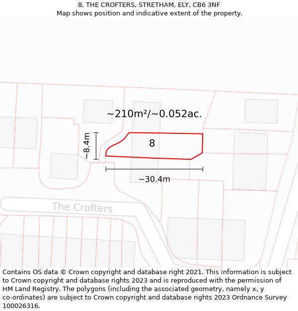 8, THE CROFTERS, STRETHAM, ELY, CB6 3NF: Plot and title map