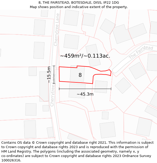 8, THE FAIRSTEAD, BOTESDALE, DISS, IP22 1DG: Plot and title map