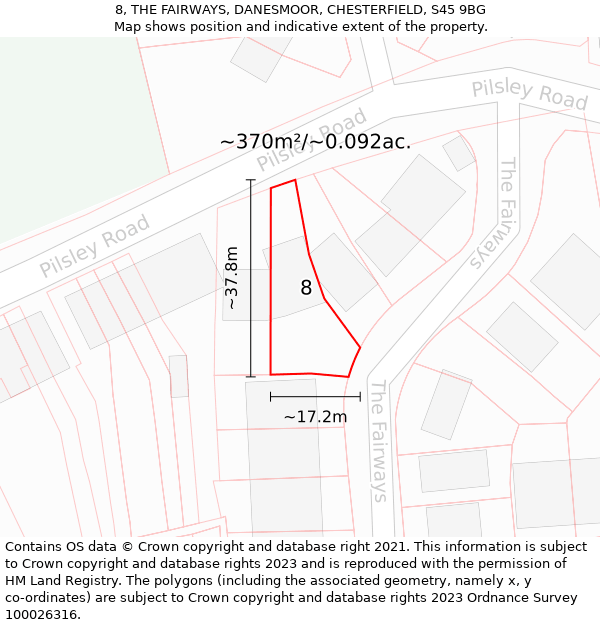 8, THE FAIRWAYS, DANESMOOR, CHESTERFIELD, S45 9BG: Plot and title map