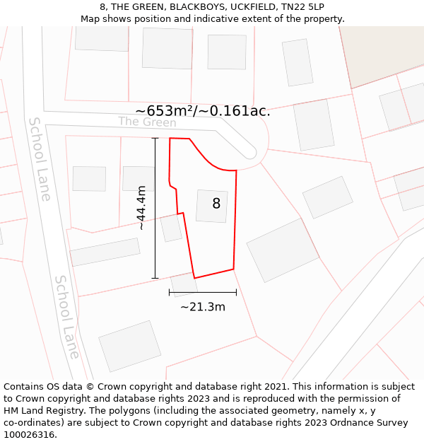 8, THE GREEN, BLACKBOYS, UCKFIELD, TN22 5LP: Plot and title map