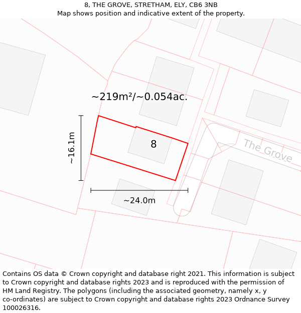 8, THE GROVE, STRETHAM, ELY, CB6 3NB: Plot and title map