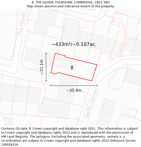 8, THE HAVEN, FULBOURN, CAMBRIDGE, CB21 5BG: Plot and title map