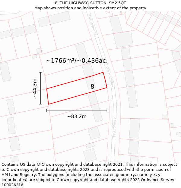 8, THE HIGHWAY, SUTTON, SM2 5QT: Plot and title map