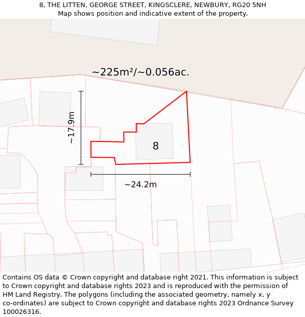 8, THE LITTEN, GEORGE STREET, KINGSCLERE, NEWBURY, RG20 5NH: Plot and title map