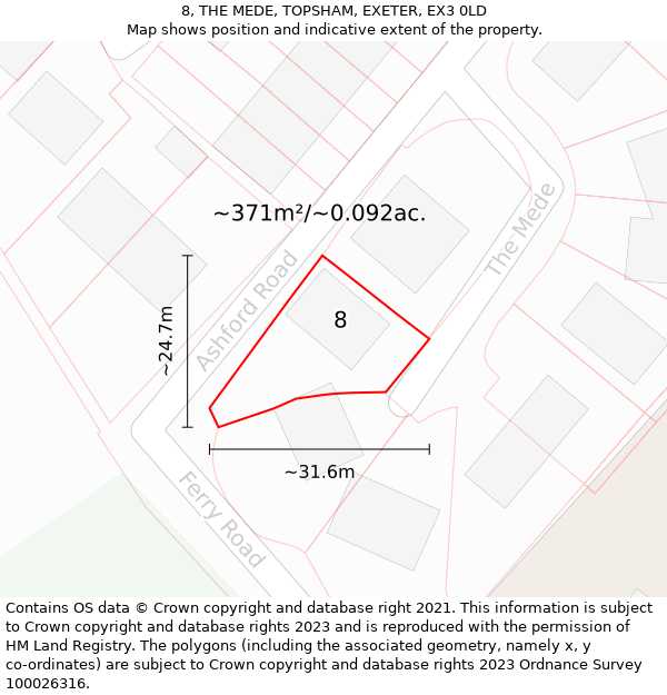 8, THE MEDE, TOPSHAM, EXETER, EX3 0LD: Plot and title map