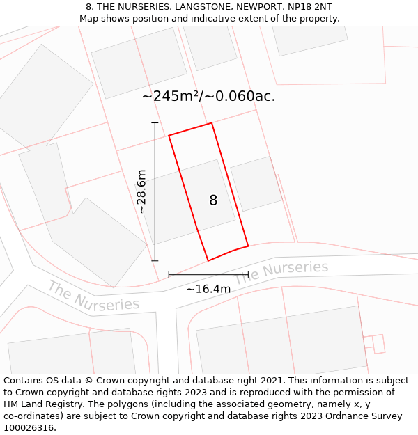 8, THE NURSERIES, LANGSTONE, NEWPORT, NP18 2NT: Plot and title map