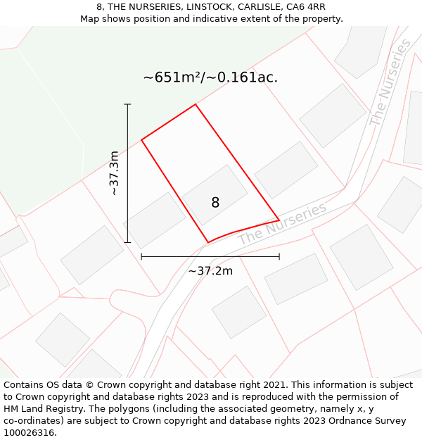 8, THE NURSERIES, LINSTOCK, CARLISLE, CA6 4RR: Plot and title map